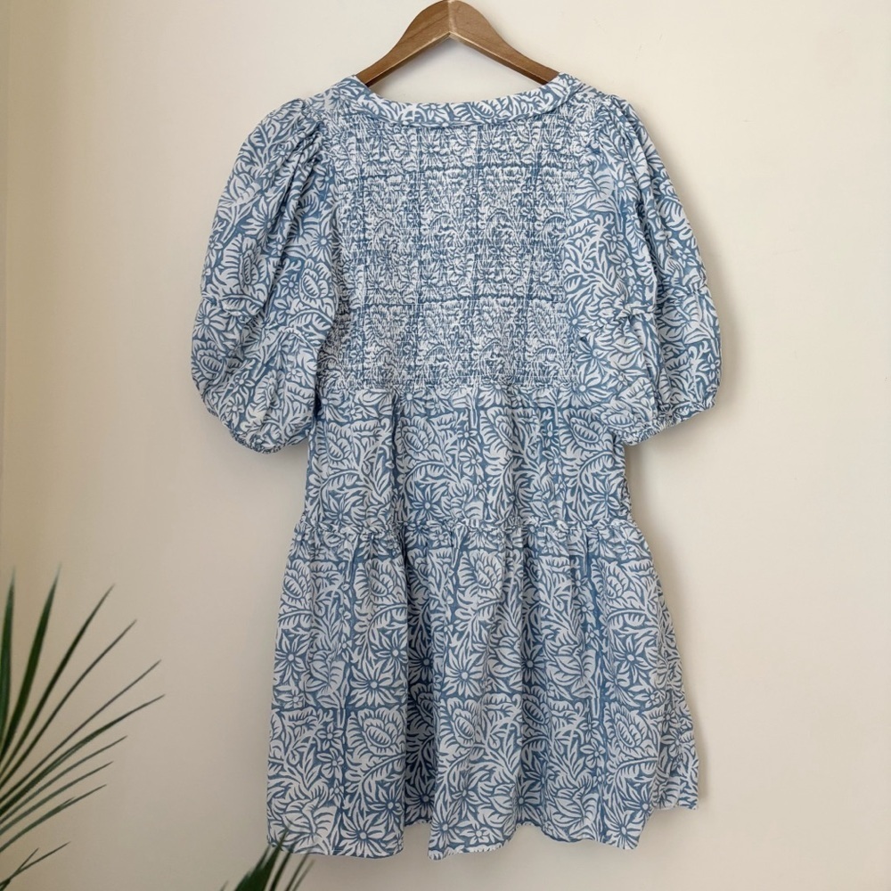 Anna Cate Blue Floral Square Neck Dress Large Coastal Boho - Picture 5 of 8